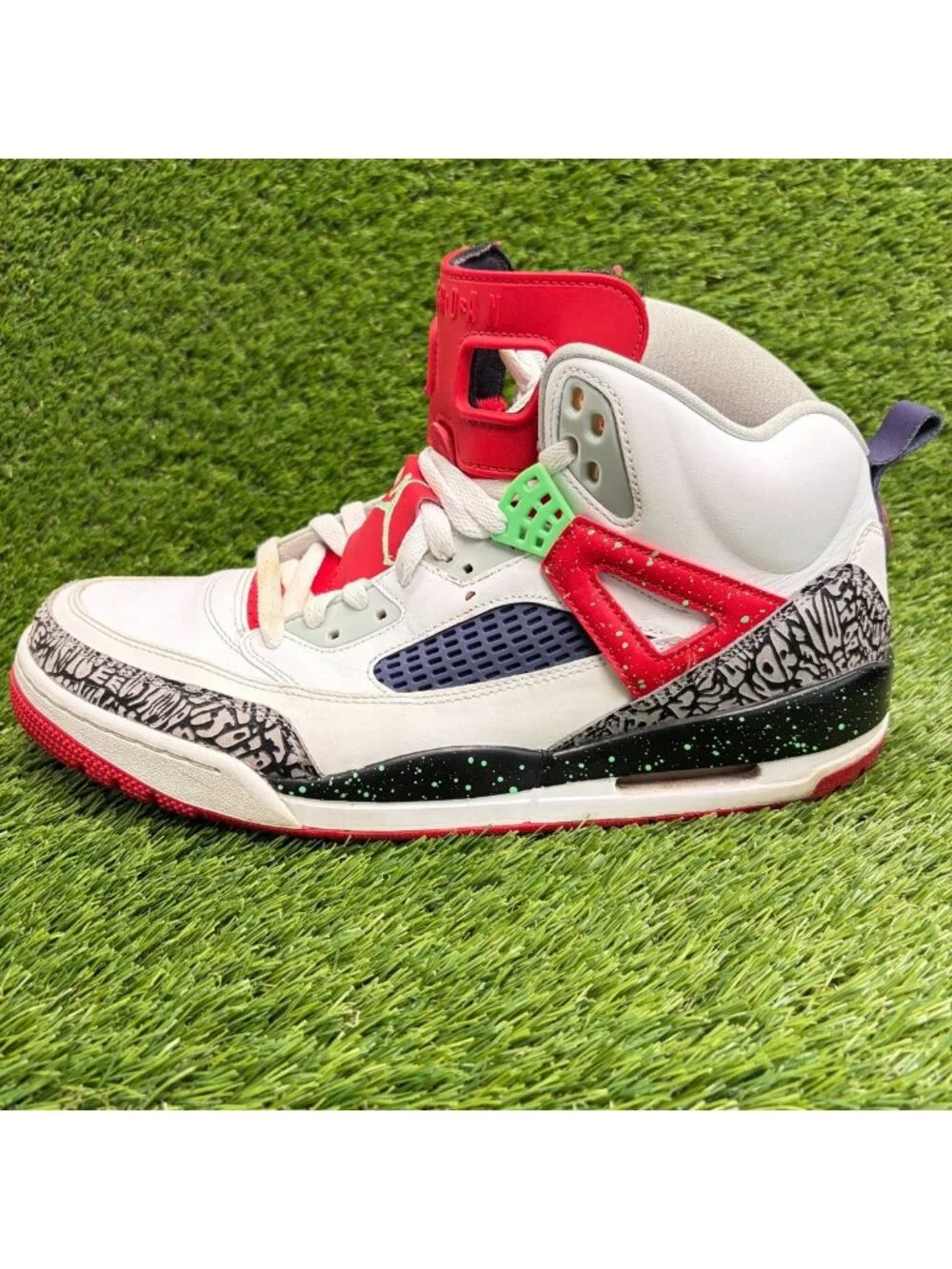 Nike Air Jordan Spizike Mens Size 13 White Red Athletic Leather Shoes Sneakers